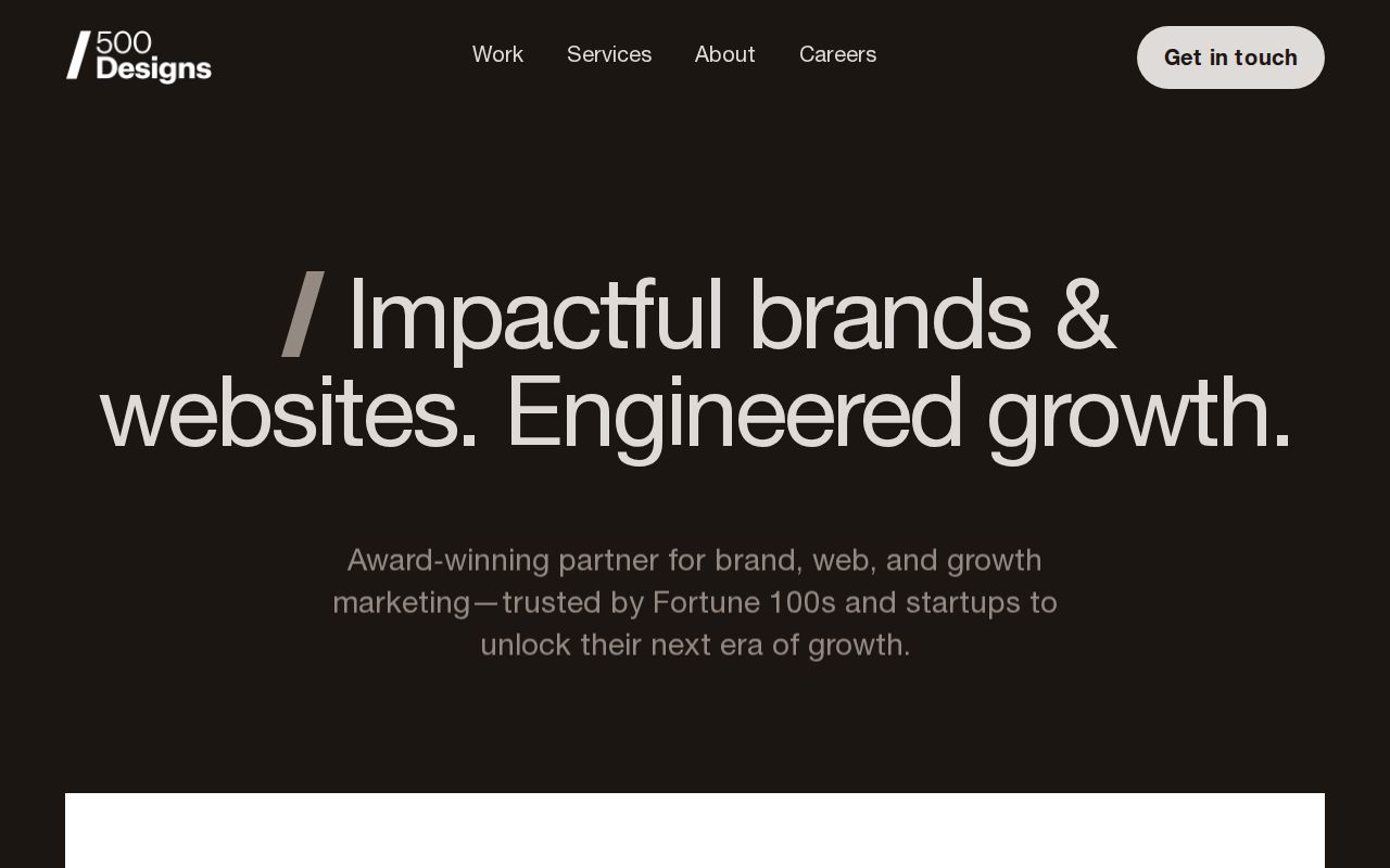 500 Designs homepage