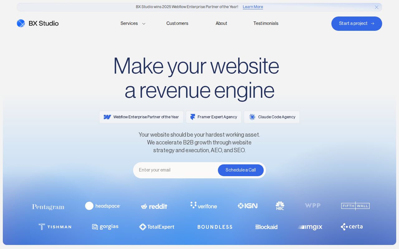 BX Studio homepage
